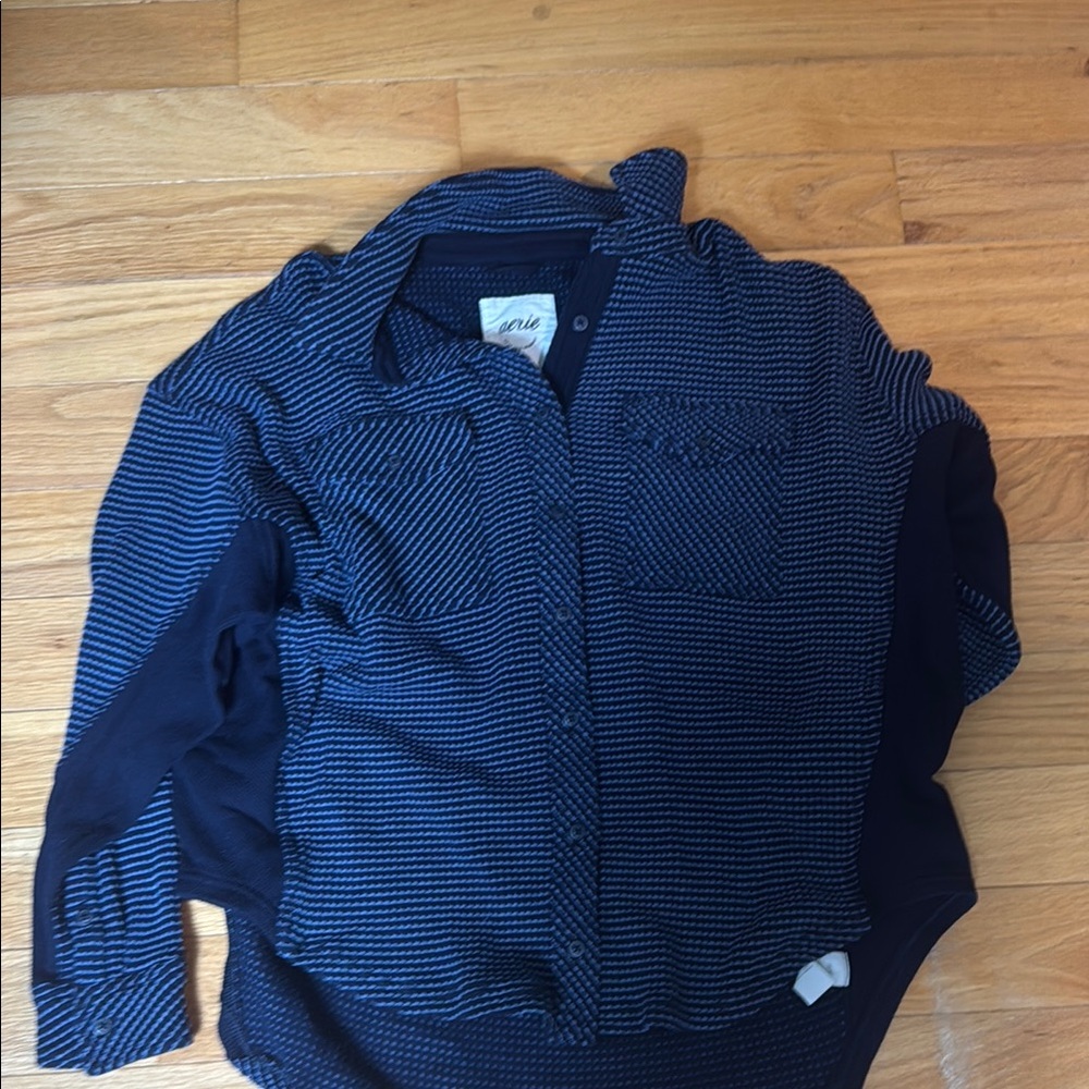 Navy and Black Button-Up Shirt